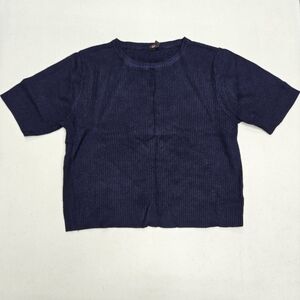 I Love It Navy Ribbed Knit Short Sleeve L